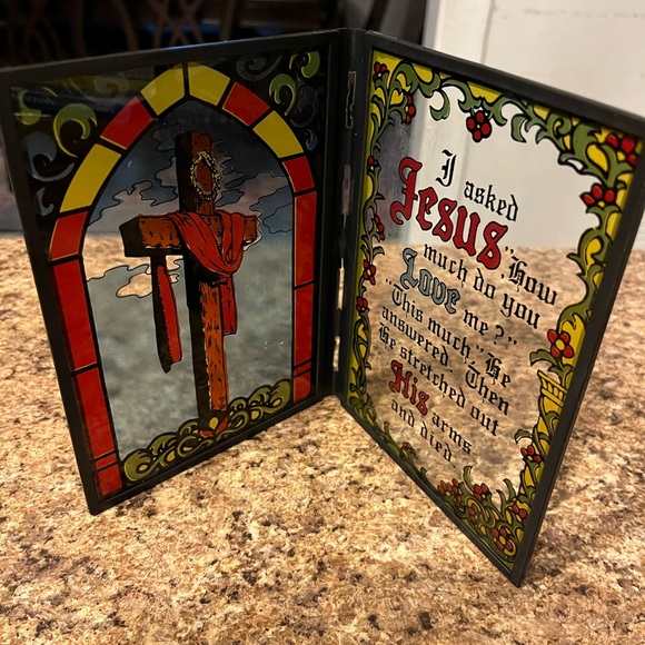 Other - Stained M-Glass Cross “I asked Jesus….”